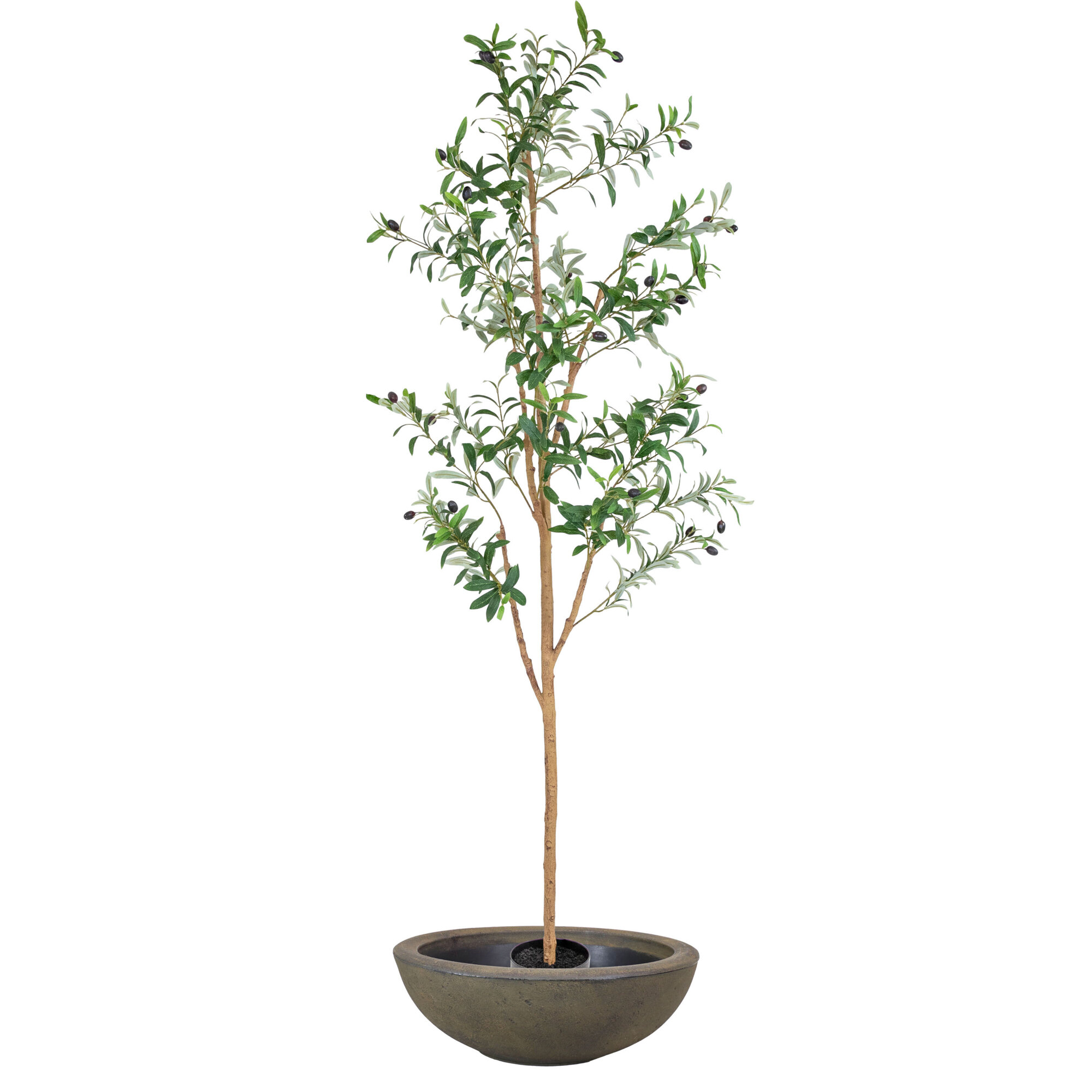Sunnydaze Decor Artificial Olive Tree — 6ft., Silk Leaves, Round Planter, Model# QCW-035-CMB
